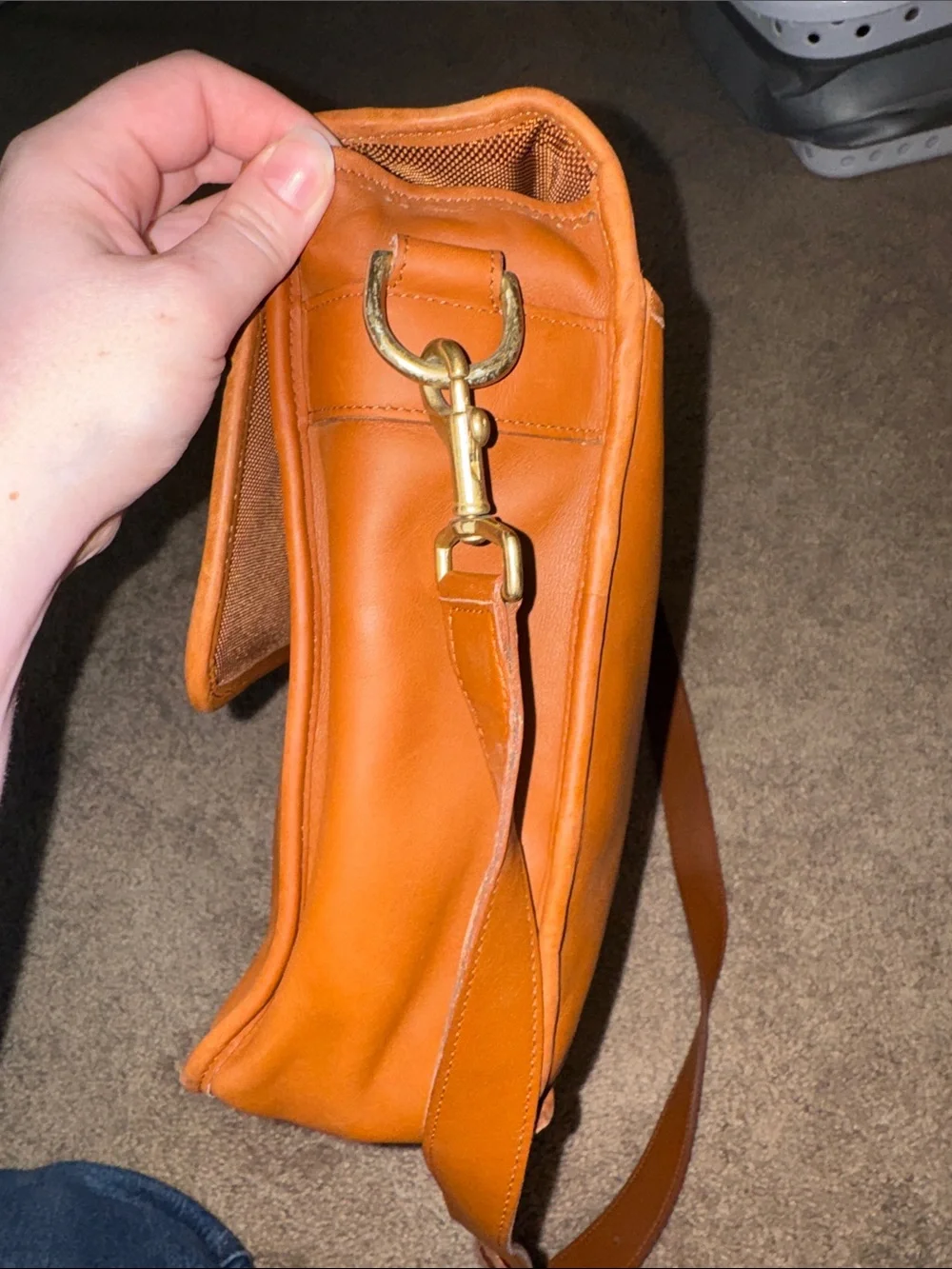 Coach Classic Brown Leather Messenger Bag with Shoulder Strap